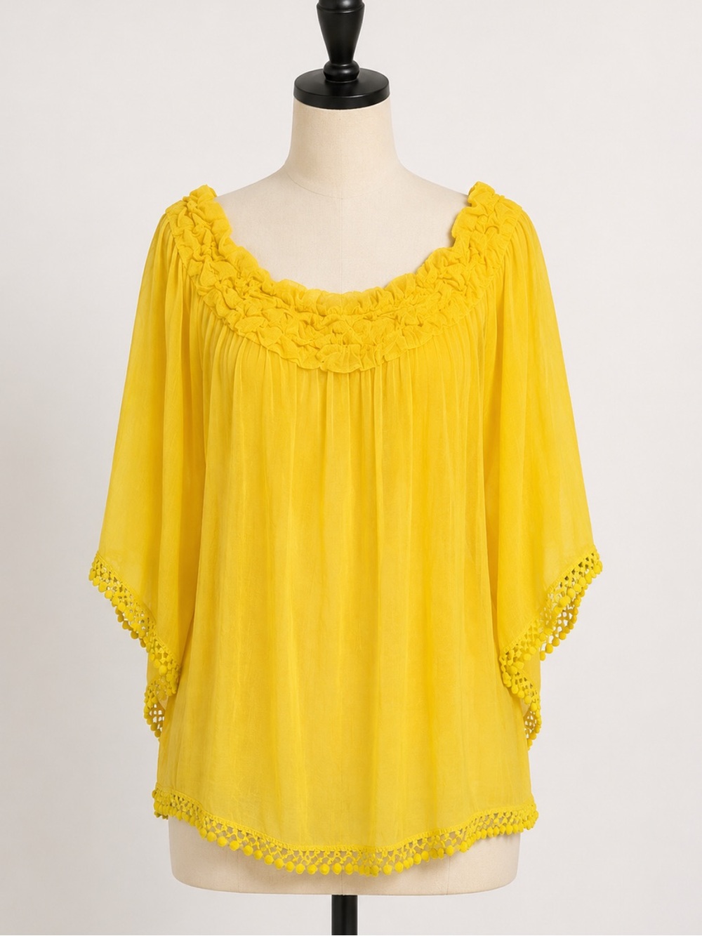 Ashley Stewart Off Shoulder Maize Wide Sleeve Women’s Blouse NWT - Picture 2 of 5